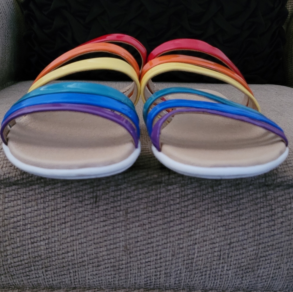 AEROSOLES WINDSOR MULTI STRAP RAINBOW SANDALS - Picture 4 of 11